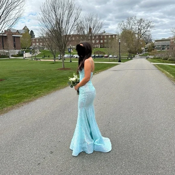 Portia and Scarlett PS24055 Prom Dress Blue Corset Embellished Size 00 - Picture 5 of 14